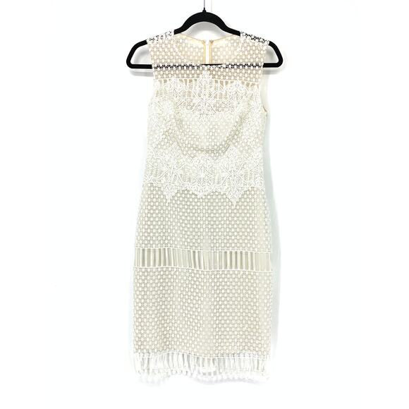 Marchesa Notte Dress Women's Sz 4 Netted Sequin Crochet Lace Mini Cocktail White - Picture 2 of 8